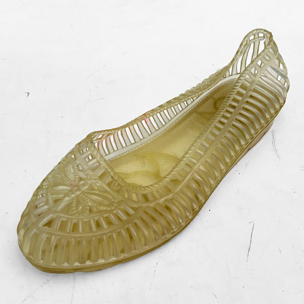VTG Butterfly Jelly Ballet Flats Size 9.5 Yellow Toned Y2K Princess Fairycore